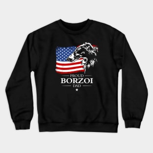 Borzoi Dad American Flag patriotic dog Crewneck Sweatshirt